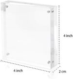 Isaac Jacobs 4” x 4” (4-Pack) Super Thick [23MM Thickness] Clear Acrylic Magnetic Block Picture Frame, Double-Sided, Frameless, Freestanding, Floating Photos, for Desktop & Tabletop Display (4x4) - Image 5