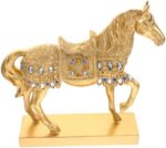 Gold Plated Standing Horse Figurine Decorative Resin Horse Ornament for Home and Office Decor Artistic Craft Diamonds - Image 2