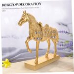 Gold-Plated Resin Standing Horse Statue Detailed Home Adorn Sculpture for Wall Decor Simulation Equine Model for Office and Bedroom Decoration - Image 4