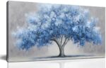WVMAPTA Tree Of Life Wall Art For Living Room Blue Wall Decor For Office Tree Prints Wall Art For Bedroom Size 20 x 40 Inch - Image 2
