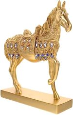 Resin Standing Horse Statue Decor for Living Room Office Porch Gold-Plated Horse Ornament Fine Detailing Unique Art - Image 2