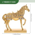 Gold Resin Horse Sculpture Decorative Office Ornament Stable Shelf Decor for Home and Desktop Antique Style Rearing Horse Figurine Accent for Living and Study - Image 7