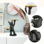 Adorable French Bulldog Statue with 2 Trays and Cute Glasses Black Resin Dog Sculpture Ornament Animal Figurines Home Decor Anniversary Thanksgiving Christmas Birthday Gifts - Image 5