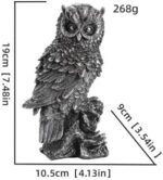 LSLYTQ Owl Statue Owl Ornament Decorations Decoy Scare Bird Away Living Room Standing Art Porch Patio Resin Owl Figurine - Image 5