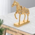 Gold-Plated Standing Horse Figurine Resin Sculpture for Modern Home Decor Vivid and Horse Statue Ornament for Living Office Bookshelf Display Creative Warm Accent - Image 7