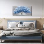 WVMAPTA Tree Of Life Wall Art For Living Room Blue Wall Decor For Office Tree Prints Wall Art For Bedroom Size 20 x 40 Inch - Image 5