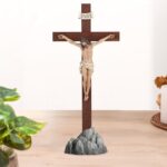 Crucifix Standing - Hand Painted Wooden Cross Table Decor, Standing Jesus Cross Catholic Home Decor Religious Gifts 15 Inch - Image 7