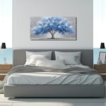 WVMAPTA Tree Of Life Wall Art For Living Room Blue Wall Decor For Office Tree Prints Wall Art For Bedroom Size 20 x 40 Inch - Image 6