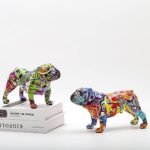 Colored Graffiti Bulldog Sculpture, Graffiti Art Standing British Bulldog French Bulldog Statue Decoration, Color Dog Fashion Resin Technology Decoration Dog (D) - Image 5