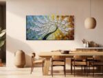 YaSheng Art-Handmade White Flower Contemporary Art Oil Painting On Canvas 3D Texture Abstract Tree Paintings Modern Home Bedroom, Dining Room, Wall Art Decor Ready to Hang20x40inch - Image 8