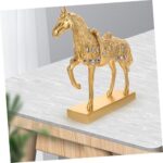 Gold-Plated Resin Standing Horse Statue Detailed Home Adorn Sculpture for Wall Decor Simulation Equine Model for Office and Bedroom Decoration - Image 6