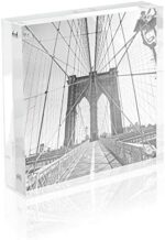 Isaac Jacobs 4” x 4” (4-Pack) Super Thick [23MM Thickness] Clear Acrylic Magnetic Block Picture Frame, Double-Sided, Frameless, Freestanding, Floating Photos, for Desktop & Tabletop Display (4x4) - Image 3