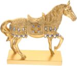 OUNONA Standing Horse Figurine Gold Plated Resin Horse Statue Rhinestones Decorative Animal Ornament for Home Office and Living Room - Image 2