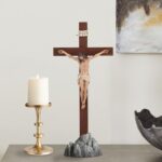 Crucifix Standing - Hand Painted Wooden Cross Table Decor, Standing Jesus Cross Catholic Home Decor Religious Gifts 15 Inch - Image 3