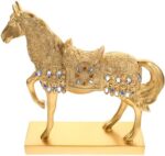 BESPORTBLE Gold Resin Horse Figurine Standing Model for Desktop Decor Elegant Tabletop Sculpture for Home Office Decoration Smooth Surface Artistic Horse Statue for Living and Entryway - Image 2