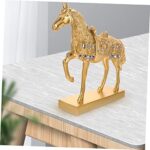 OUNONA Standing Horse Figurine Gold Plated Resin Horse Statue Rhinestones Decorative Animal Ornament for Home Office and Living Room - Image 3