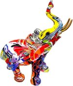 Colorful Graffiti Art Elephant Sculptures - 10.5" High Modern & Creative Large Elephant Statue for Kitchen Office Shelf Home Decor, Modern Elephant Statue, Colorful Resin Elephant Figurines - Image 2