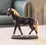 Horse Statue Resin Figurine Living Room Desktop Decor Accs Birthday Artwork Standing Black - Image 2