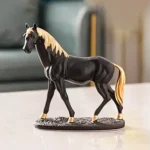 Horse Statue Resin Figurine Living Room Desktop Decor Accs Birthday Artwork Standing Black