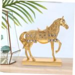 Gold-Plated Resin Standing Horse Statue Detailed Home Adorn Sculpture for Wall Decor Simulation Equine Model for Office and Bedroom Decoration - Image 5