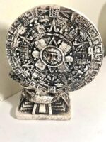 Aztec Romantic Couple Decorative Statue, Antique White Finish, Pyramid Base with Calendar Design - Image 5