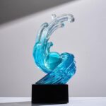 Modern Abstract Decorative Wave Statue, Blue Abstract Art Home Decor,Crystal Ball Art Wave Resin Sculpture, Office Desk Stand, Dining Table Center Decorative Aesthetics(B,Light-Blue) - Image 7