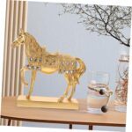 Gold Plated Resin Horse Ornament Decorative Sculpture for Home Office Desk Unique Artistic Horse Figurine with Fine Details Stable Base for Living and Study Decor - Image 3