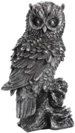 LSLYTQ Owl Statue Owl Ornament Decorations Decoy Scare Bird Away Living Room Standing Art Porch Patio Resin Owl Figurine - Image 4