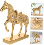 Resin Standing Horse Statue Decor for Living Room Office Porch Gold-Plated Horse Ornament Fine Detailing Unique Art - Image 5
