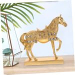 OUNONA Standing Horse Figurine Gold Plated Resin Horse Statue Rhinestones Decorative Animal Ornament for Home Office and Living Room - Image 6