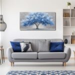 WVMAPTA Tree Of Life Wall Art For Living Room Blue Wall Decor For Office Tree Prints Wall Art For Bedroom Size 20 x 40 Inch - Image 3