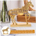 OUNONA Standing Horse Figurine Gold Plated Resin Horse Statue Rhinestones Decorative Animal Ornament for Home Office and Living Room - Image 8