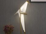 Creative Led Floor Lamp Fashion Art Origami Crane Lamp Acrylic Material Tall Standing Pole Uplight Lamp for Bedroom Reading Restaurant Cafe Living Room Office 183x40cm/72inx15.74in (Origami Crane) - Image 4