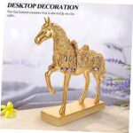OUNONA Standing Horse Figurine Gold Plated Resin Horse Statue Rhinestones Decorative Animal Ornament for Home Office and Living Room - Image 4