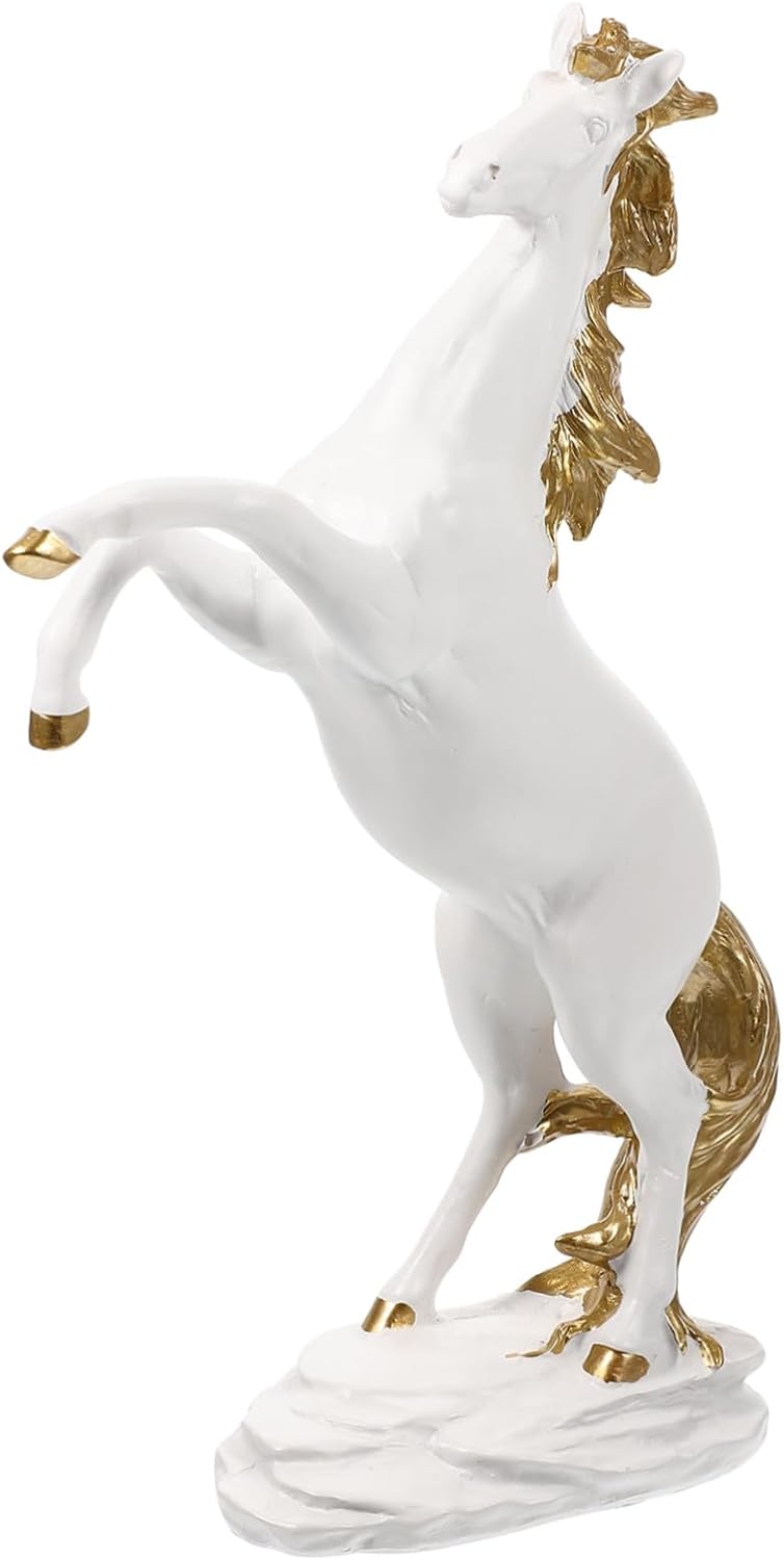 51fKuMIU32L._AC_SL1500_.jpg Resin Horse Figurine Standing Ornament with Vivid Details Compact Decorative Sculpture for Home Office Desk Safe Resin Craft Adornment for Living and Restaurant Display - Image 1