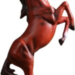 better us Horse Statue Figurines - Resin Standing Fighting Horse Sculpture Home Office Decoration Tabletop Decor Ornaments (Red)