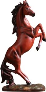 better us Horse Statue Figurines - Resin Standing Fighting Horse Sculpture Home Office Decoration Tabletop Decor Ornaments (Red)