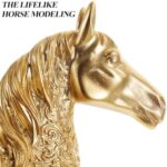 Gold Resin Horse Sculpture Decorative Office Ornament Stable Shelf Decor for Home and Desktop Antique Style Rearing Horse Figurine Accent for Living and Study - Image 3