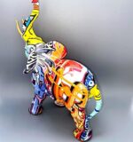 Colorful Graffiti Art Elephant Sculptures - 10.5" High Modern & Creative Large Elephant Statue for Kitchen Office Shelf Home Decor, Modern Elephant Statue, Colorful Resin Elephant Figurines - Image 6
