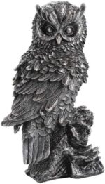 LSLYTQ Owl Statue Owl Ornament Decorations Decoy Scare Bird Away Living Room Standing Art Porch Patio Resin Owl Figurine - Image 7