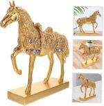 OUNONA Standing Horse Figurine Gold Plated Resin Horse Statue Rhinestones Decorative Animal Ornament for Home Office and Living Room - Image 5