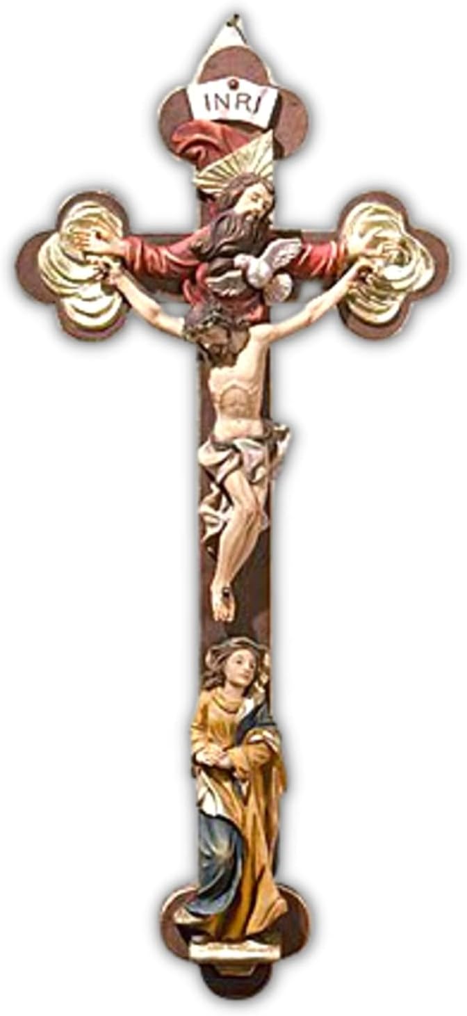 51pcl57k3L._AC_SL1500_.jpg 13 Inches High, Mary Mother of Jesus and Holy Trinity Crucifix - Image 1