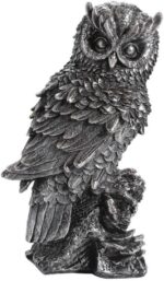 LSLYTQ Owl Statue Owl Ornament Decorations Decoy Scare Bird Away Living Room Standing Art Porch Patio Resin Owl Figurine - Image 2