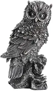 51rh7zl3bjL._AC_SY300_SX300_QL70_FMwebp_.webp LSLYTQ Owl Statue Owl Ornament Decorations Decoy Scare Bird Away Living Room Standing Art Porch Patio Resin Owl Figurine - Image 1