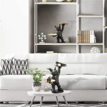 Adorable French Bulldog Statue with 2 Trays and Cute Glasses Black Resin Dog Sculpture Ornament Animal Figurines Home Decor Anniversary Thanksgiving Christmas Birthday Gifts - Image 6