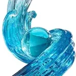 Modern Abstract Decorative Wave Statue, Blue Abstract Art Home Decor,Crystal Ball Art Wave Resin Sculpture, Office Desk Stand, Dining Table Center Decorative Aesthetics(B,Light-Blue)