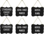 Large Hanging Chalkboard Sign 8x10 | Acrylic | Double Sided for Standard Chalk & Other Side for Liquid Chalk Marker Erasable-for Wedding, Wall Decor, Kitchen Pantry, Menus, (6)