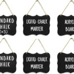 Large Hanging Chalkboard Sign 8x10 | Acrylic | Double Sided for Standard Chalk & Other Side for Liquid Chalk Marker Erasable-for Wedding, Wall Decor, Kitchen Pantry, Menus, (6)