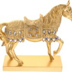 Resin Standing Horse Statue Decorative Sculpture for Home Office Shelf Creative Fine Detail Horse Ornament for Living Study Porch Stylish Animal Figurine