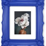 SIMON'S SHOP 8x10 Picture Frame with Mat for 5x7 Photo, Klein Blue Fancy Wall and Tabletop Photo Frames, Vintage Inspired Home Room Decor